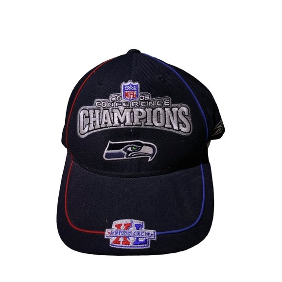 Vintage Seattle Seahawks Hat Cap Adult Champions NFL Conference Adjustable Back - Picture 1 of 8